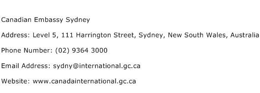 Canadian Embassy Sydney Address Contact Number