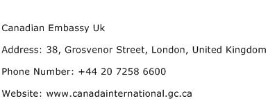 Canadian Embassy Uk Address Contact Number
