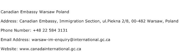Canadian Embassy Warsaw Poland Address Contact Number