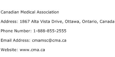 Canadian Medical Association Address Contact Number