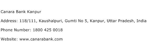 Canara Bank Kanpur Address Contact Number
