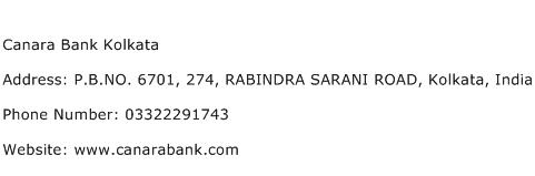 Canara Bank Kolkata Address Contact Number