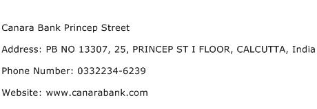 Canara Bank Princep Street Address Contact Number