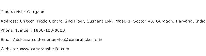 Canara Hsbc Gurgaon Address Contact Number
