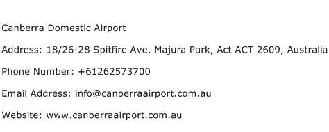Canberra Domestic Airport Address Contact Number