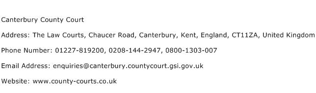 Canterbury County Court Address Contact Number
