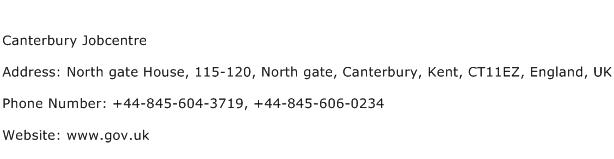 Canterbury Jobcentre Address Contact Number