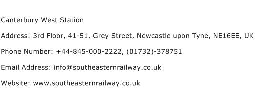 Canterbury West Station Address Contact Number