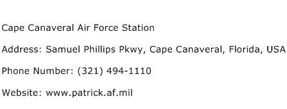Cape Canaveral Air Force Station Address Contact Number