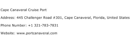 Cape Canaveral Cruise Port Address Contact Number