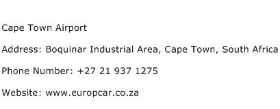 Cape Town Airport Address Contact Number