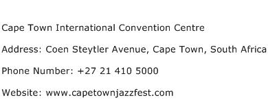 Cape Town International Convention Centre Address Contact Number