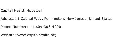 Capital Health Hopewell Address Contact Number