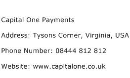 Capital One Payments Address Contact Number