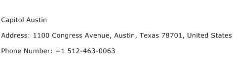 Capitol Austin Address Contact Number