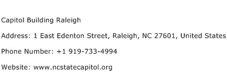 Capitol Building Raleigh Address Contact Number