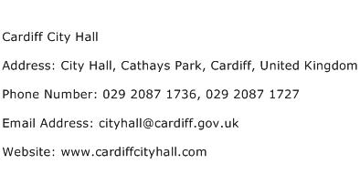 Cardiff City Hall Address Contact Number
