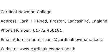 Cardinal Newman College Address Contact Number