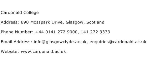 Cardonald College Address Contact Number