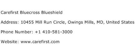 Carefirst Bluecross Blueshield Address Contact Number