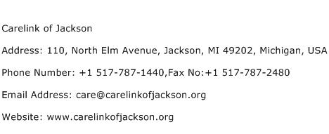 Carelink of Jackson Address Contact Number