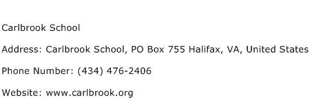 Carlbrook School Address Contact Number