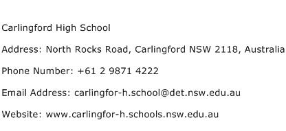 Carlingford High School Address Contact Number