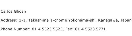 Carlos Ghosn Address Contact Number