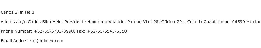 Carlos Slim Helu Address Contact Number