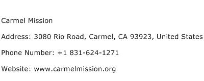 Carmel Mission Address Contact Number