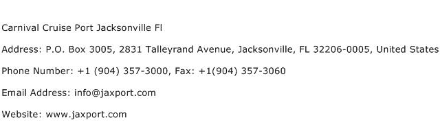 Carnival Cruise Port Jacksonville Fl Address Contact Number