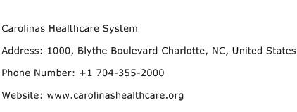 Carolinas Healthcare System Address Contact Number