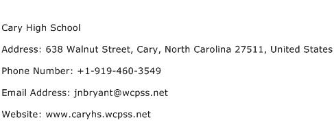 Cary High School Address Contact Number