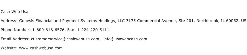 Cash Web Usa Address Contact Number