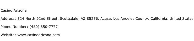 Casino Arizona Address Contact Number