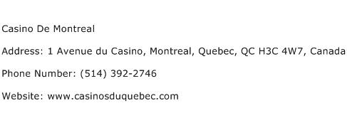Casino De Montreal Address Contact Number