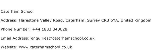 Caterham School Address Contact Number