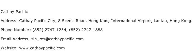 Cathay Pacific Address Contact Number