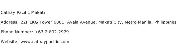 Cathay Pacific Makati Address Contact Number