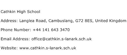 Cathkin High School Address Contact Number