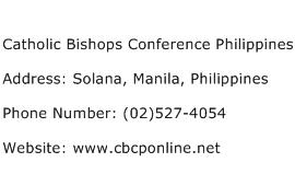Catholic Bishops Conference Philippines Address Contact Number