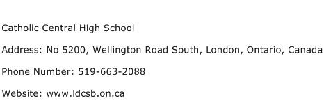 Catholic Central High School Address Contact Number