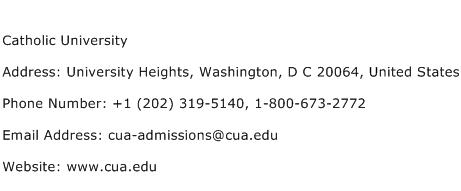 Catholic University Address Contact Number