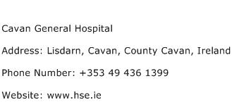 Cavan General Hospital Address Contact Number