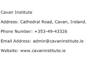 Cavan Institute Address Contact Number