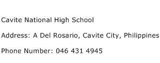 Cavite National High School Address Contact Number