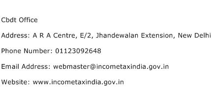 Cbdt Office Address Contact Number
