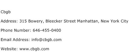 Cbgb Address Contact Number