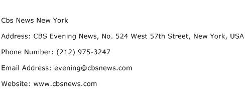 Cbs News New York Address Contact Number