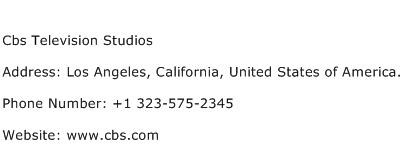 Cbs Television Studios Address Contact Number